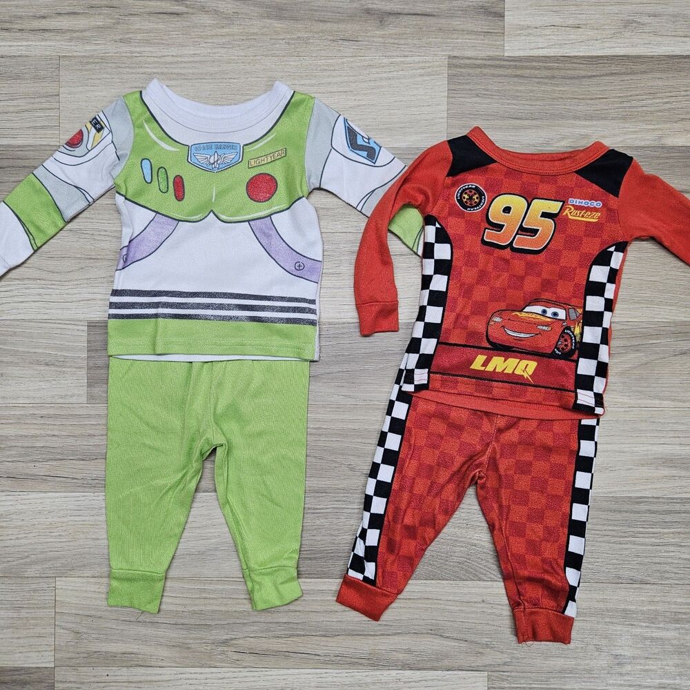Disney Baby Boy Pajama Set Size 12 Months Buzz Light Year Lightening McQueen